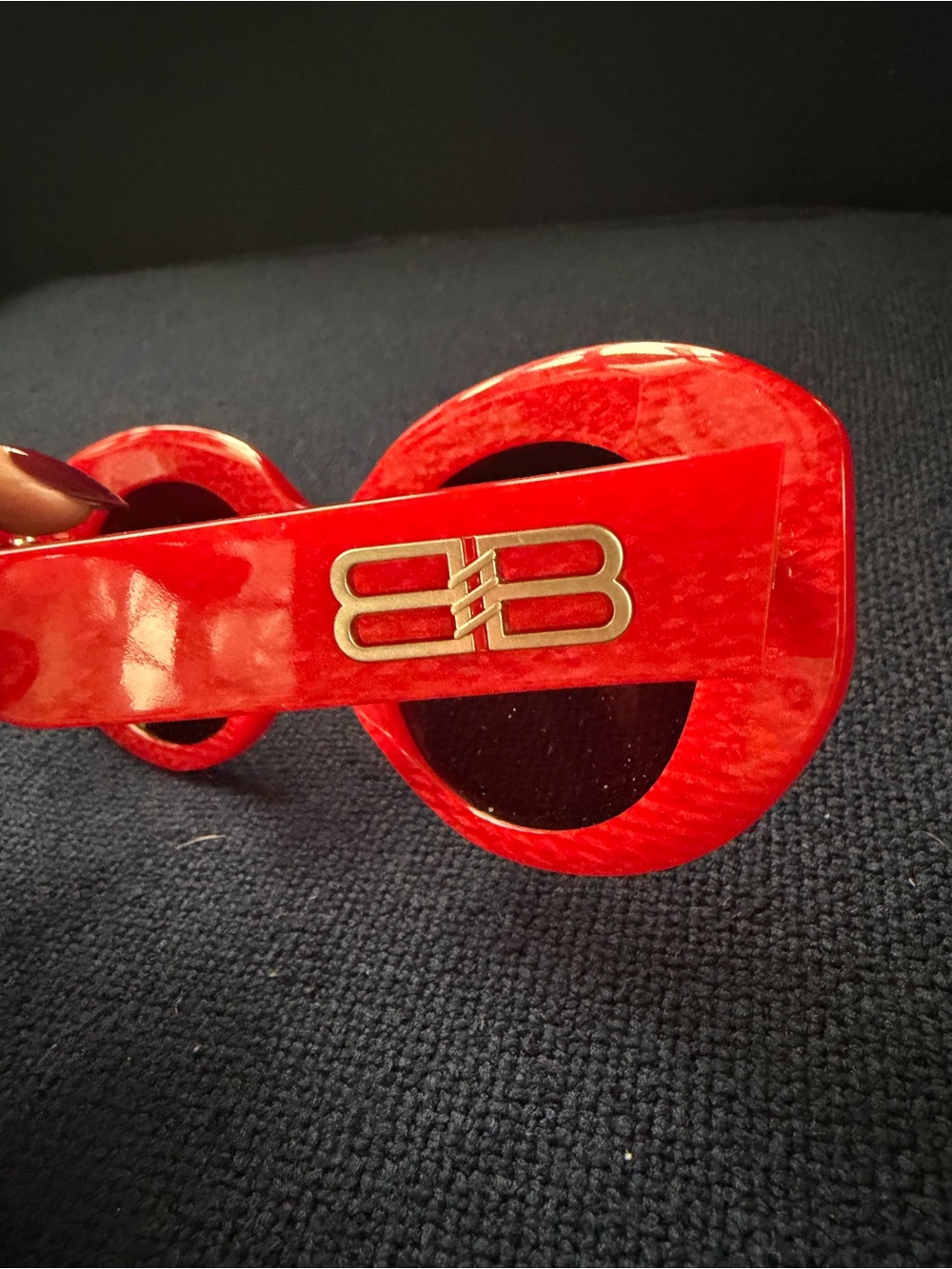 Balenciaga Dark Red Oval Sunglasses - Picture 3 of 6